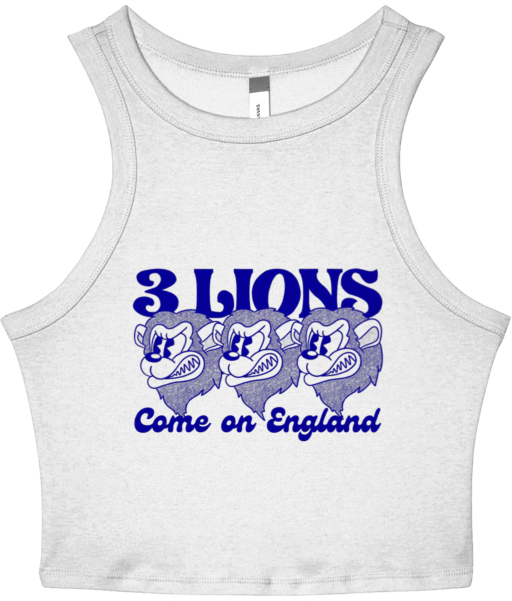 3 Lions Come On England Micro Rib Racer Tank