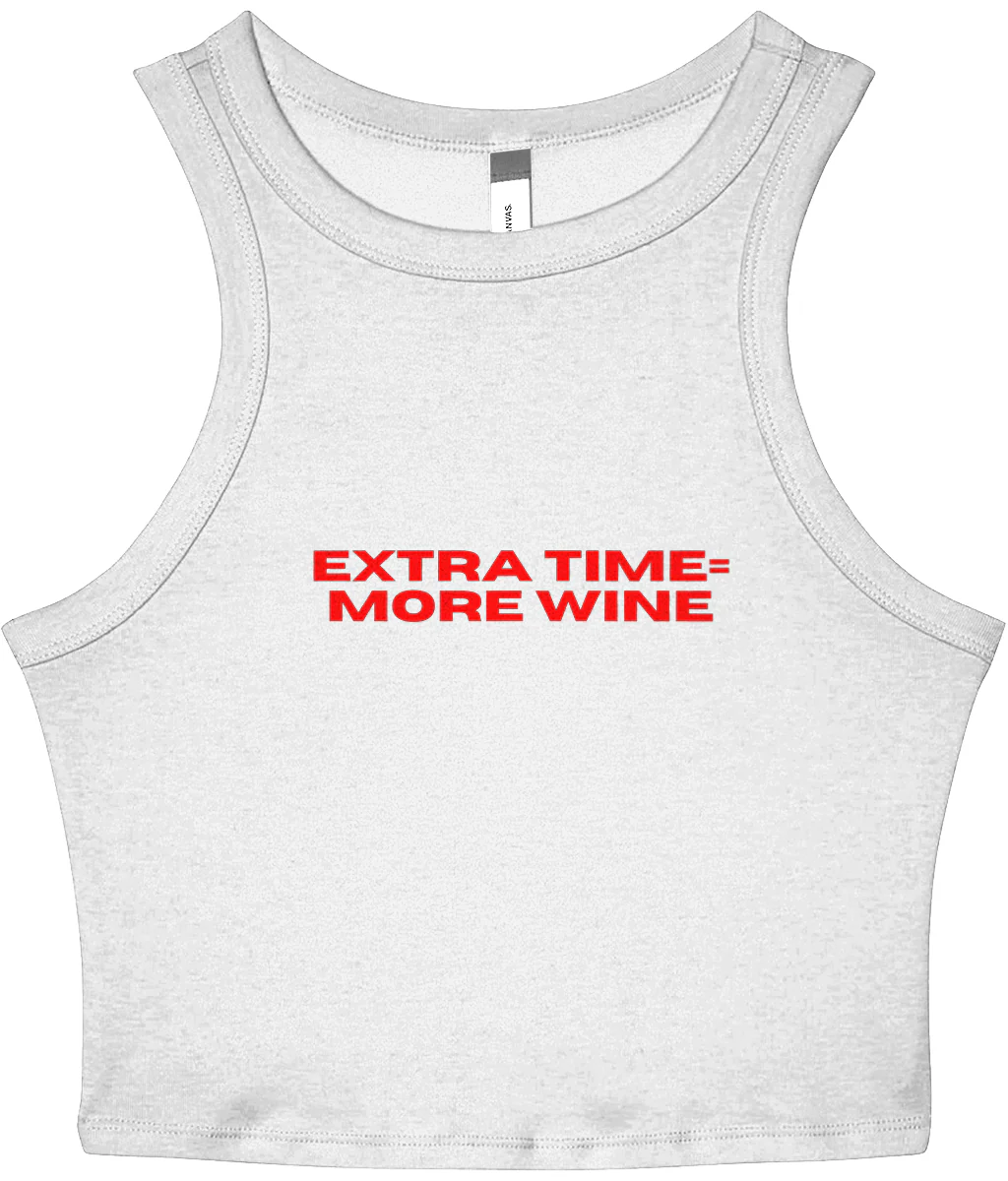 Extra Time = More Wine Micro Rib Racer Tank