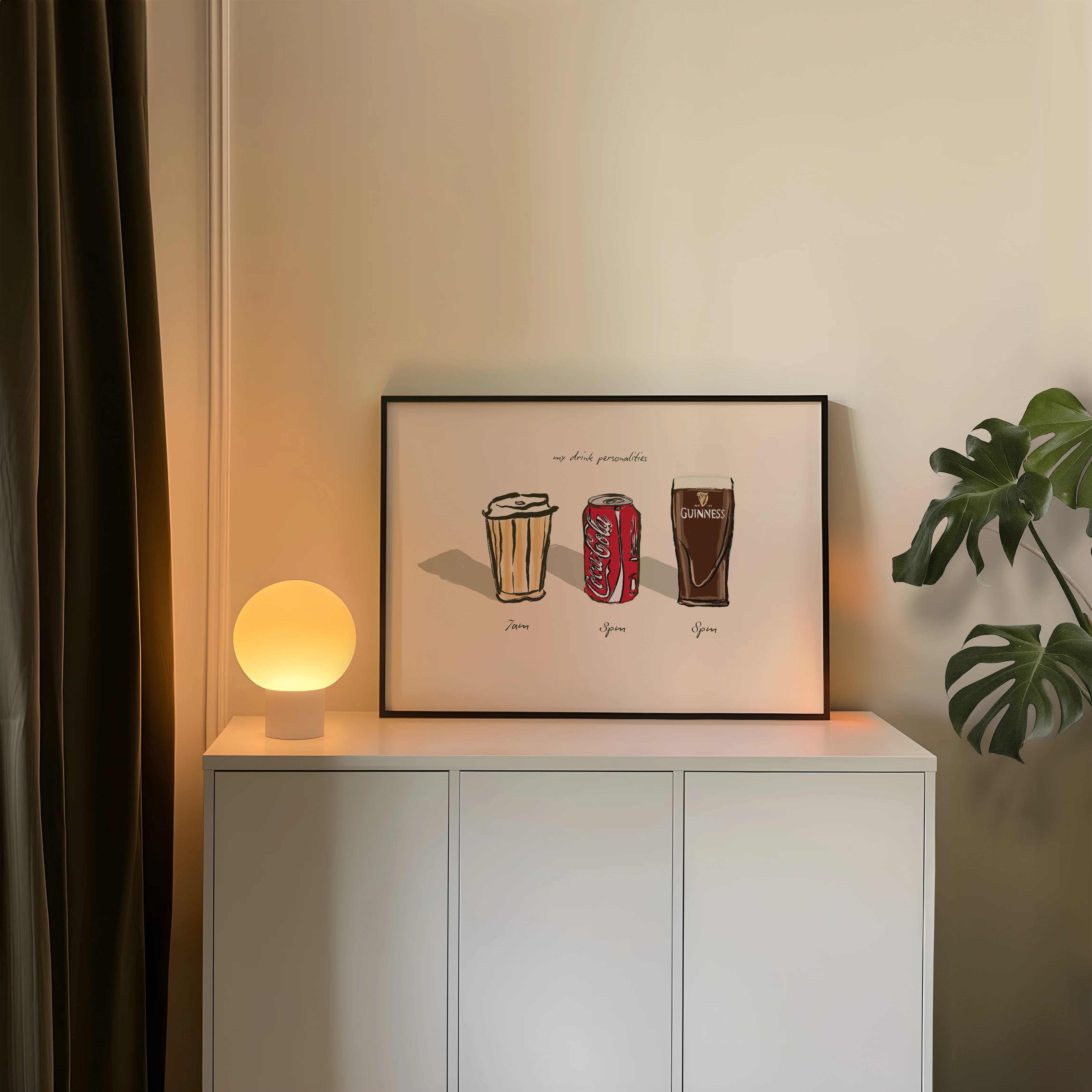 My Three Personalities: Coffee, Full Fat Coke, Guinness Print